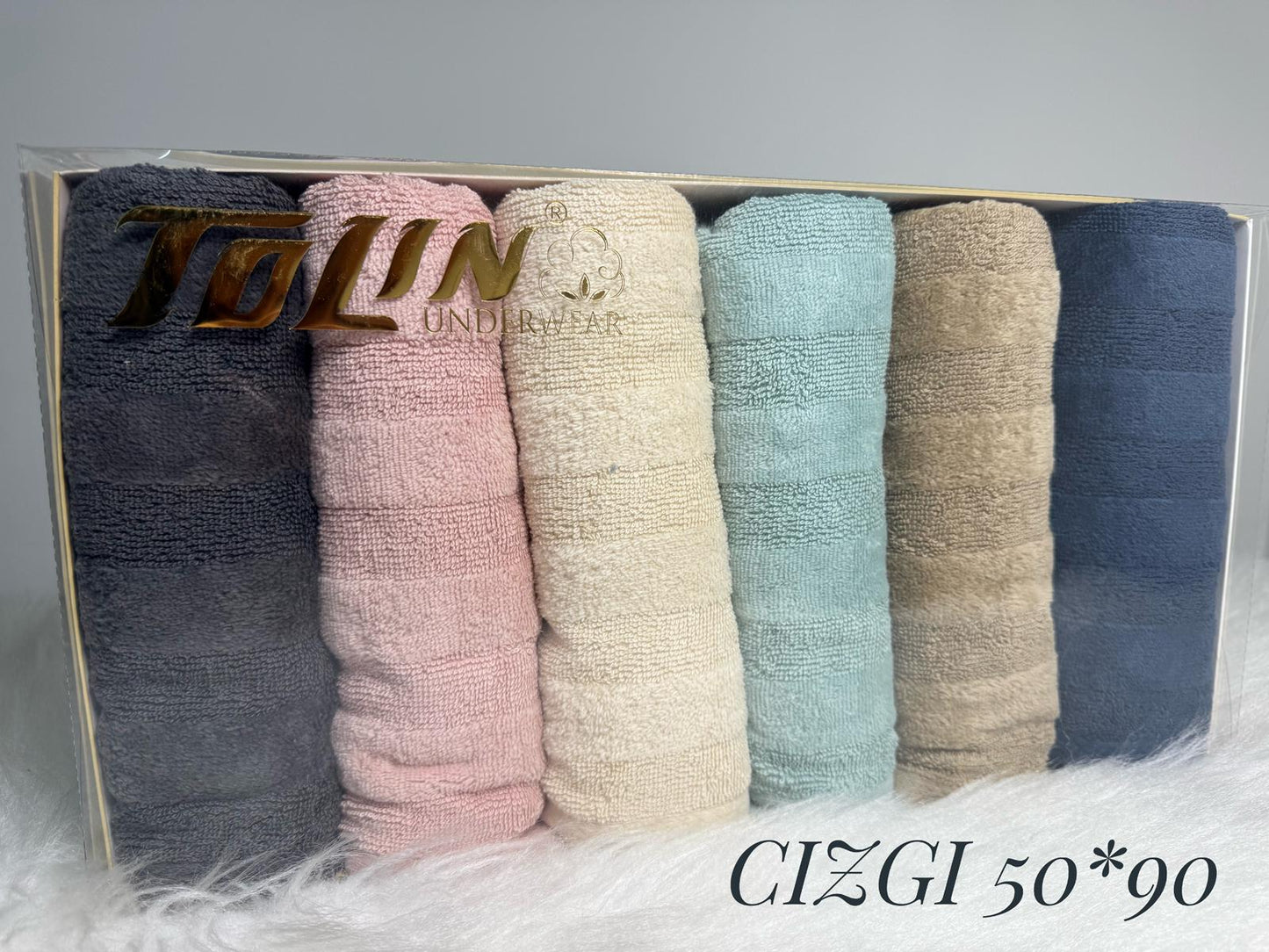بشكير 6 قطع ÇİZGİ مقاس 50*90 موديل 41004