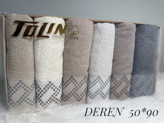 بشكير 6 قطع DEREN مقاس 50*90 موديل 41009