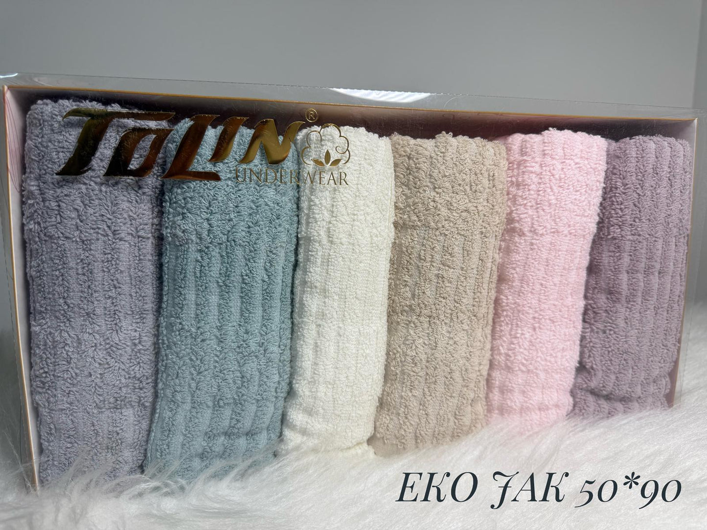 بشكير 6 قطع EKO ÇİZGİ JAKARLI مقاس 50*90 موديل 41010
