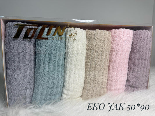 بشكير 6 قطع EKO ÇİZGİ JAKARLI مقاس 50*90 موديل 41010