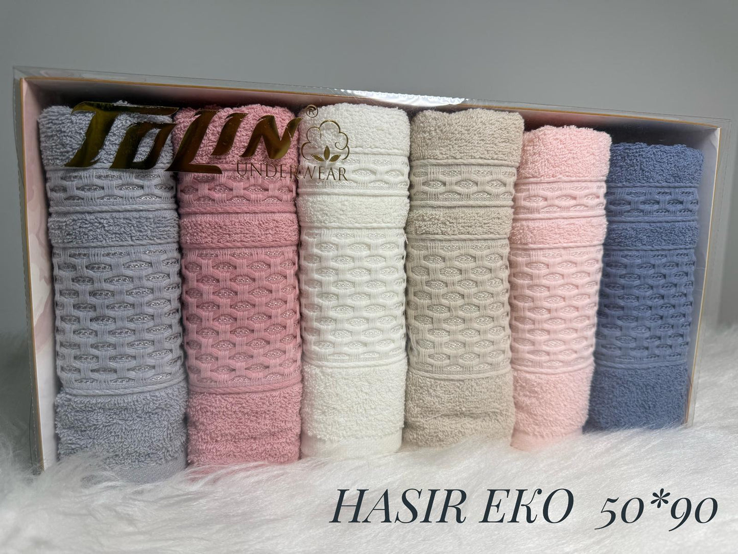 بشكير 6 قطع HASIR EKO JAKARLI مقاس 50*90 موديل 41006