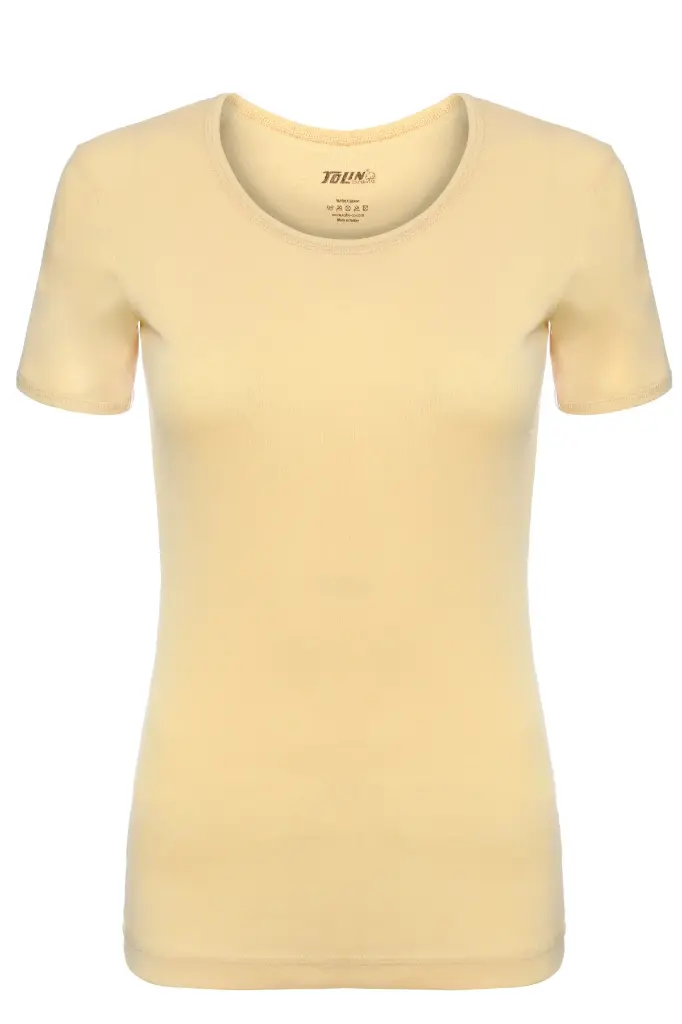 Women's Ribbed Crew Neck T-shirt, 100% Cotton - 324
