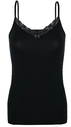[TOLIN1227] Women's Spaghetti Strap Tank Top with Lace Detailling, Cotton-Elastane Blend - 1227