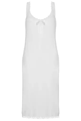 [TOLIN1584] Women's Spaghetti Strap Lace Trim Midi Slip, Viscose-Elastane Blend - 1584