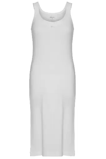 [TOLIN1230] Women's Ribbed Knee-Length Sleeveless Slip, 100% Cotton - 1230