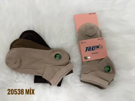 [TOLIN20538.03] Women's Bamboo Ankle Socks, 3-pack